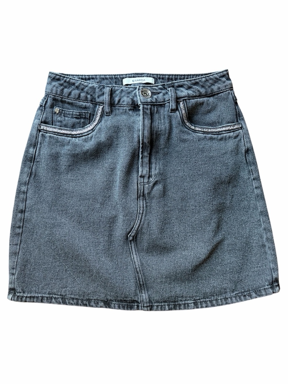 Garcia Black Denim Mini Skirt High Rise Stretch Jean Sparkle Skirt Y2K Casual
